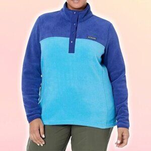 COLUMBIA Women's Benton Springs Fleece Half Snap Pullover Sz XXL Blue